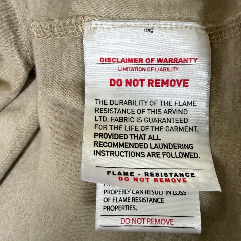 Ariat FR Mens Large Khaki Flame Resistant Long Sleeve Pocket T-Shirt CAT 2 PPE - Picture 9 of 14
